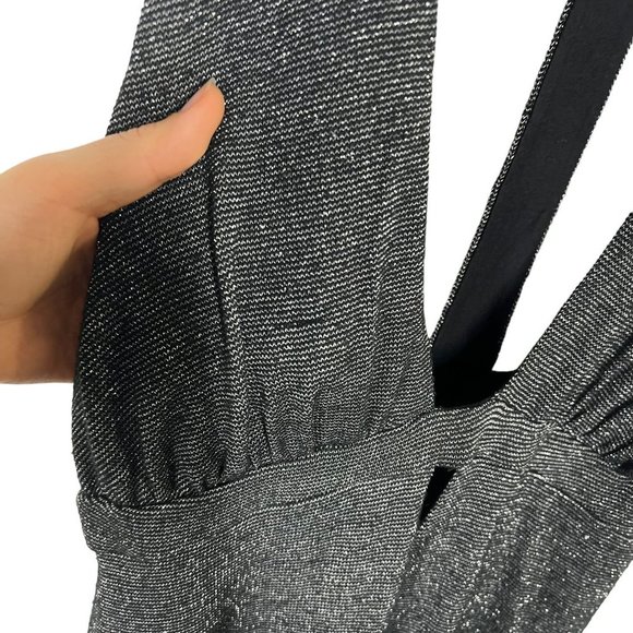 Free People Black Metallic Deep Plunge Halter Empire Short Dress Medium - Picture 12 of 14